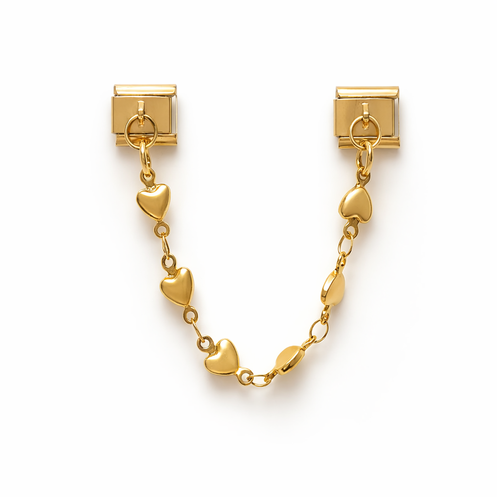 Gold Heart Chain Double Charm