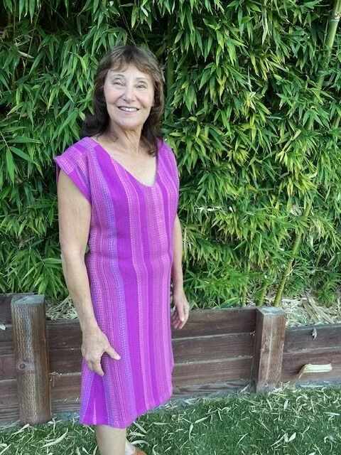 Dress by Johanna – Combination weave of bamboo and cotton using #725 Strickler pattern.
