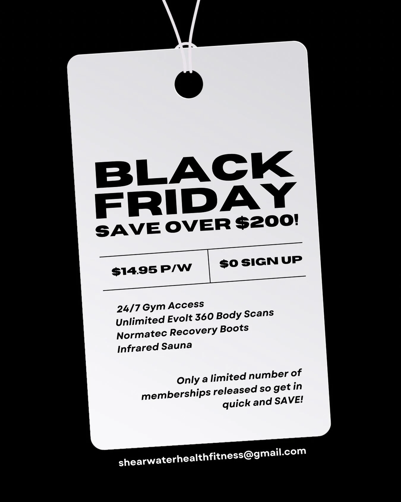 Our BLACK FRIDAY SALE is BACK! Save over $200!!!

For only $14.95p/w you can access:

☑️ $0 Sign Up Fee
☑️ 24/7 Gym Access 
☑️ Unlimited Evolt 360 Body Scans
☑️ Normatec Recovery Boots 
☑️ Infrared Sauna
☑️ Locally Owned and Operated

Only a limited 