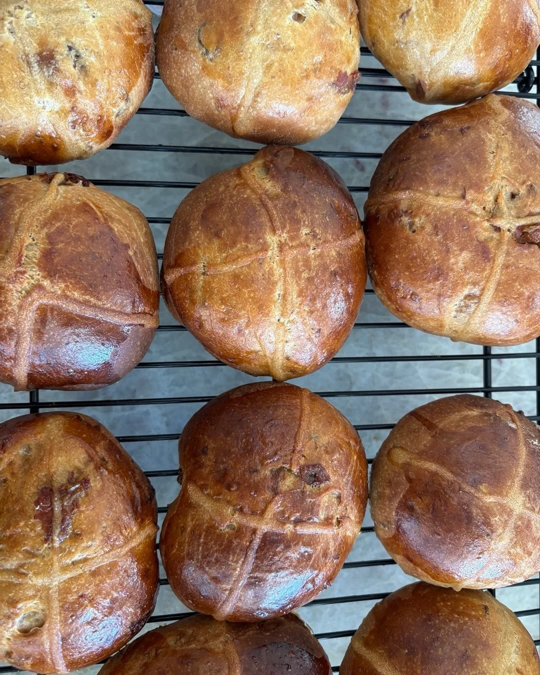 Homemade hot cross buns and muffins. #Easterbunny we are ready for you. 🐣