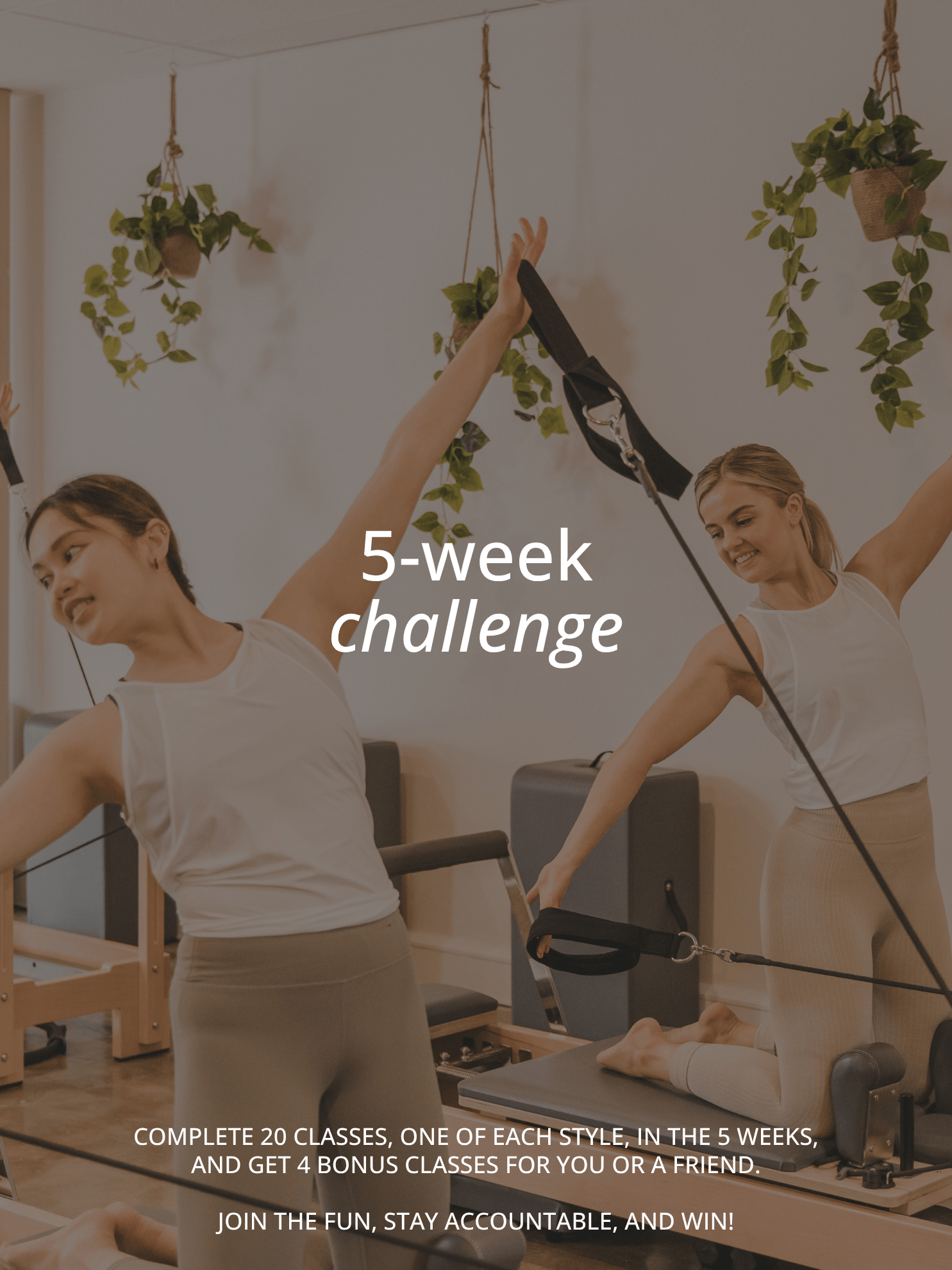 Five week challenge Instagram post designed for Coco Ella, a promotional template for the studio's fitness programs and member sign ups.