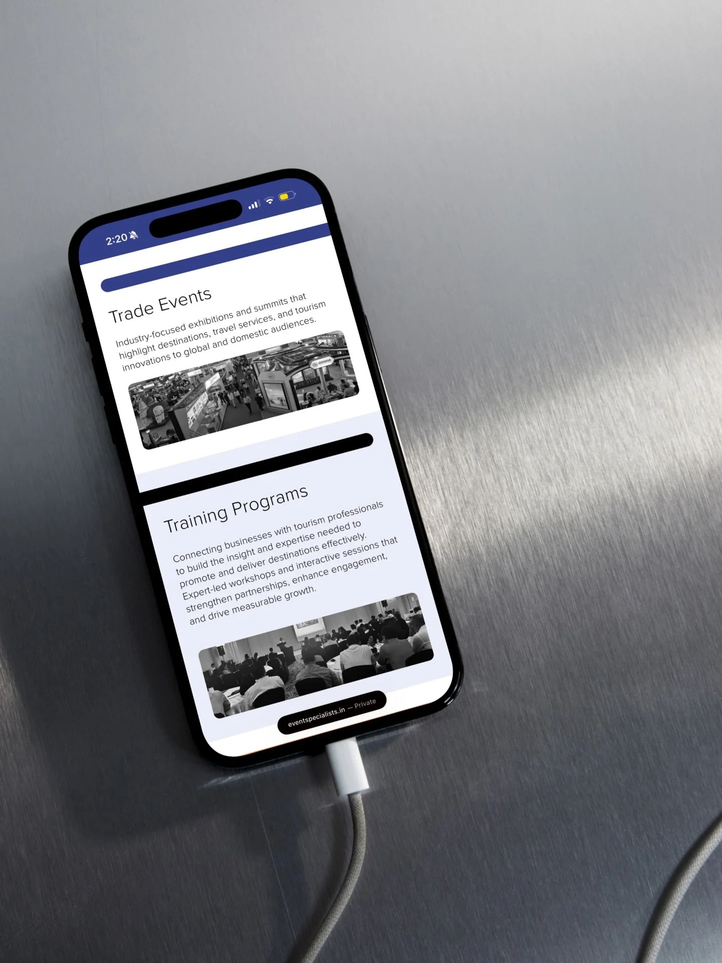 Bringing the Event Specialists brand identity to life also meant extending that visual language into a comprehensive website build.

The goal was to create a digital space that reflects their high-stakes professional services while communicating thei