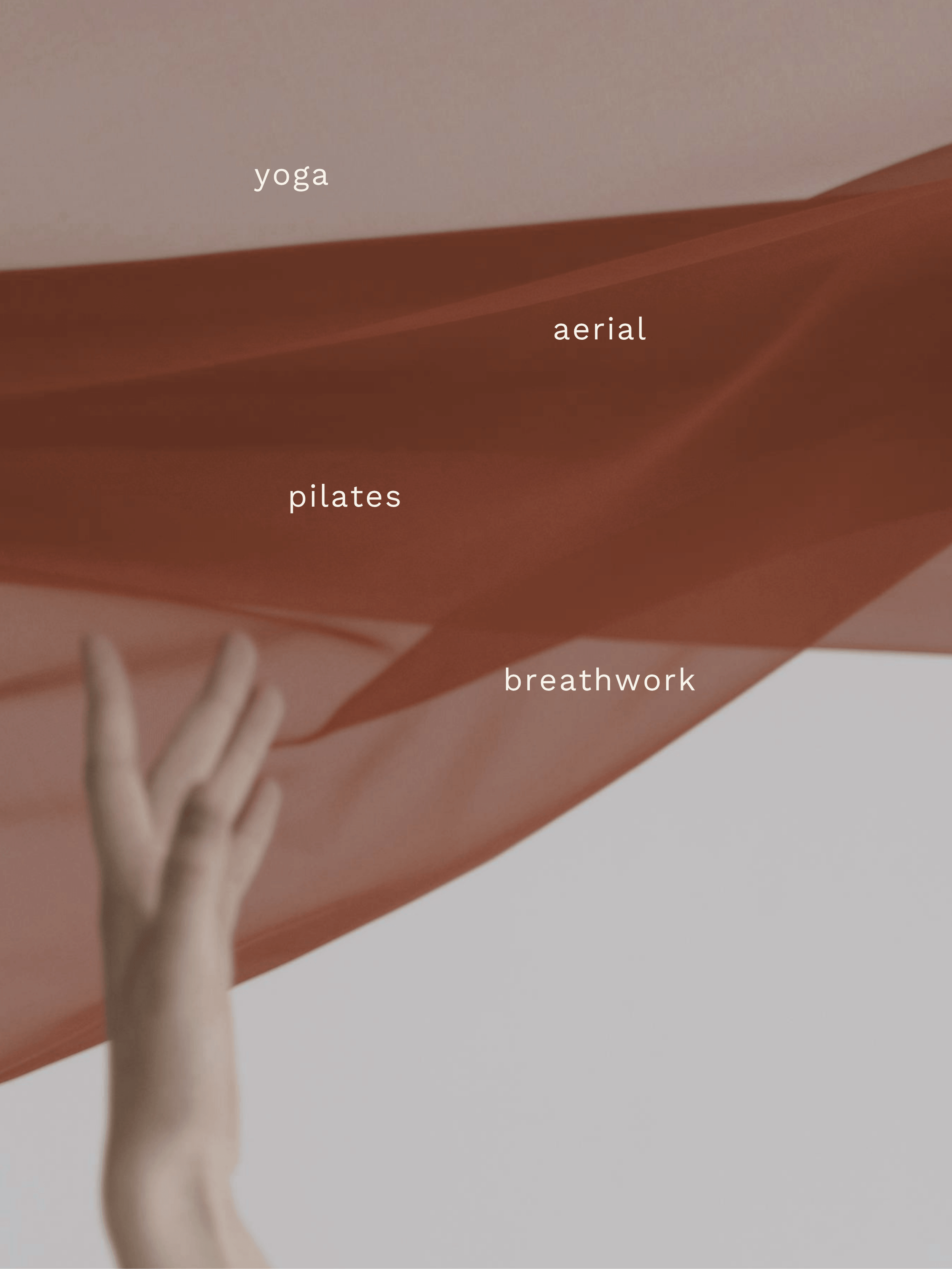 Digital marketing poster design highlighting yoga, breathwork, and pilates offerings. Cohesive brand messaging for a premium holistic health studio.