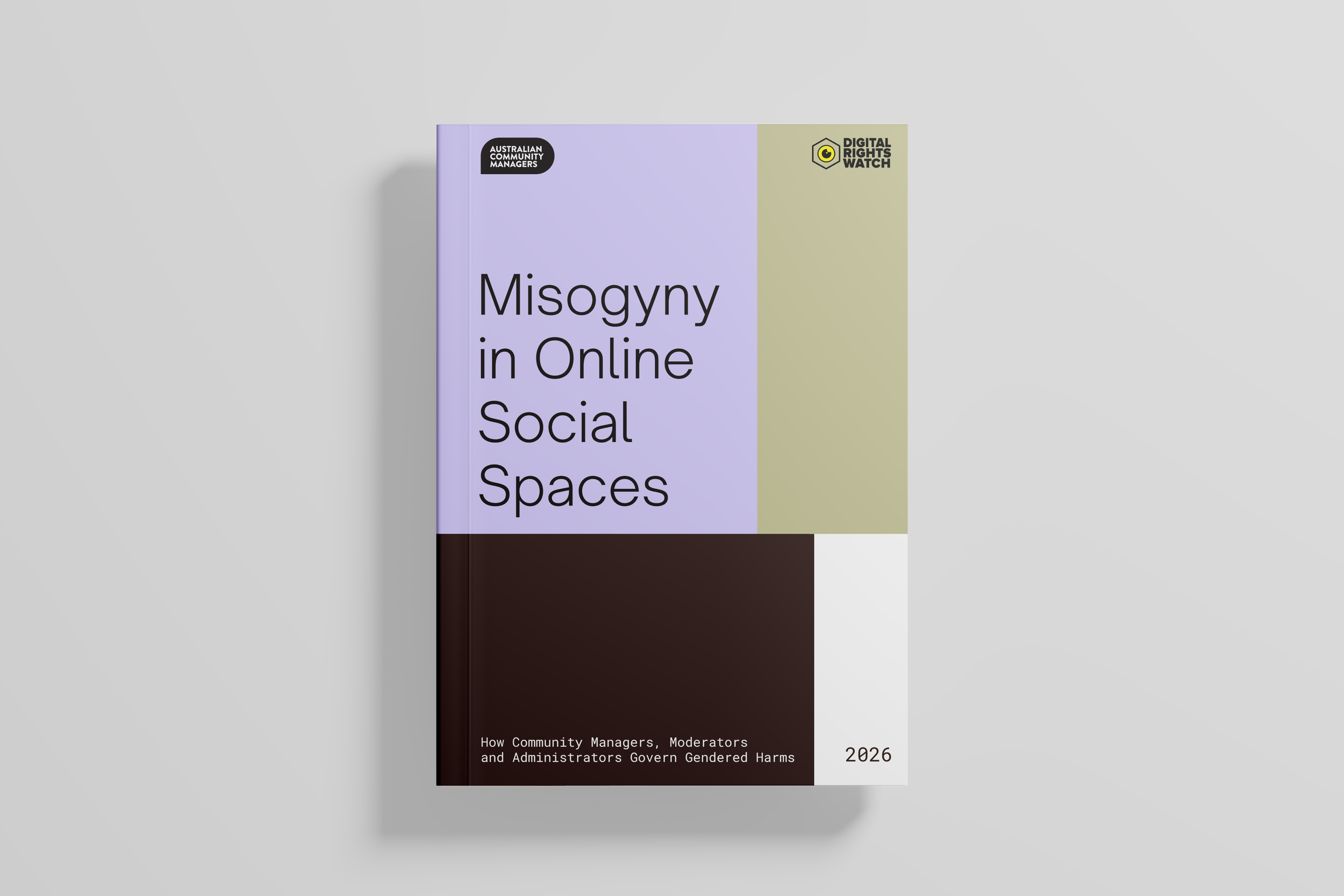 Cover design for Australian Community Managers and Digital Rights Watch report on misogyny in online social spaces, an editorial design project by gooddept.
