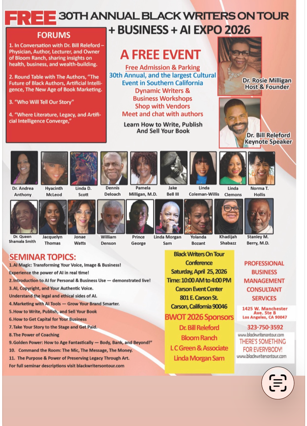 30th Annual Black Writers On Tour +Business +AI Expo 2026