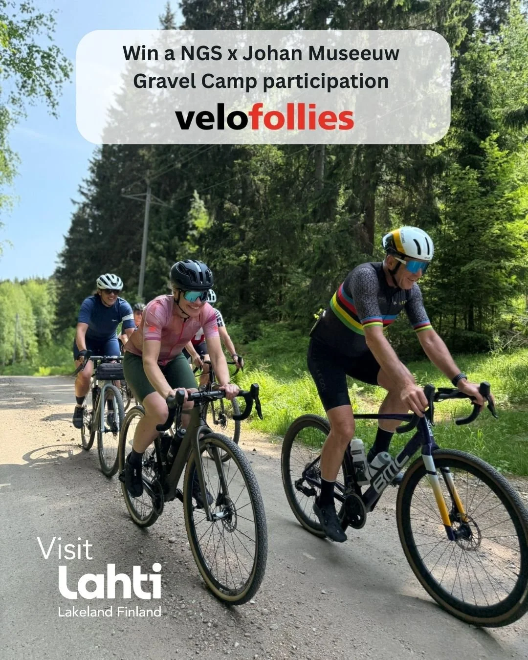WIN a spot for the NGS x Johan Museeuw Gravel Camp in Finland during Velofollies!

Take part in our online competition and join the Lion of Flanders for a unique gravel adventure. 4 days of riding scenic hardpack gravel roads, lake swimming and sauna