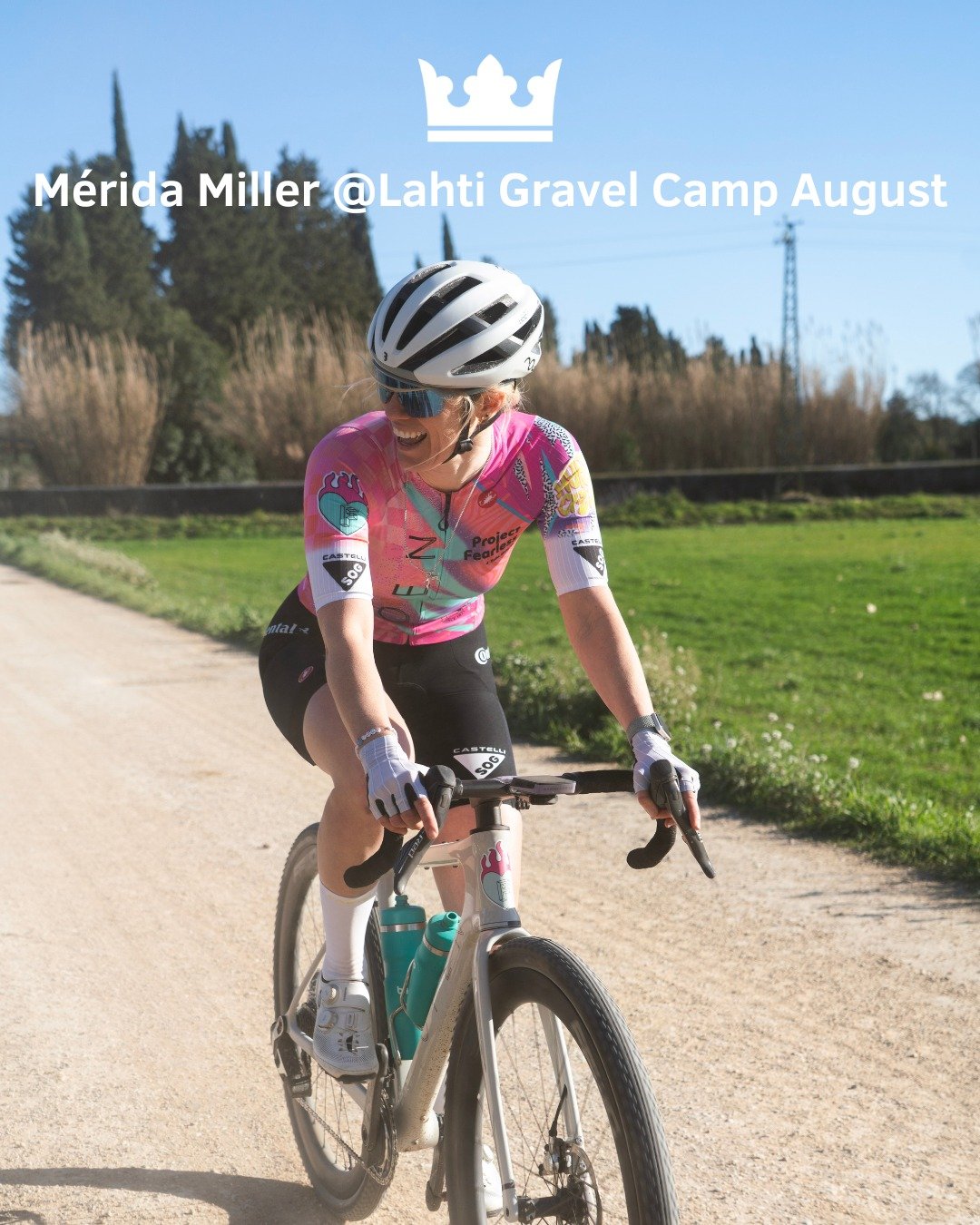 Join @mercatmiller and @joonashenttala for our August Gravel Camp!

M&eacute;rida is a self-described professional amateur gravel cyclist for @castelli_sog, races hard, learns loudly, and brings big energy wherever she rides. 
Beyond the results, she