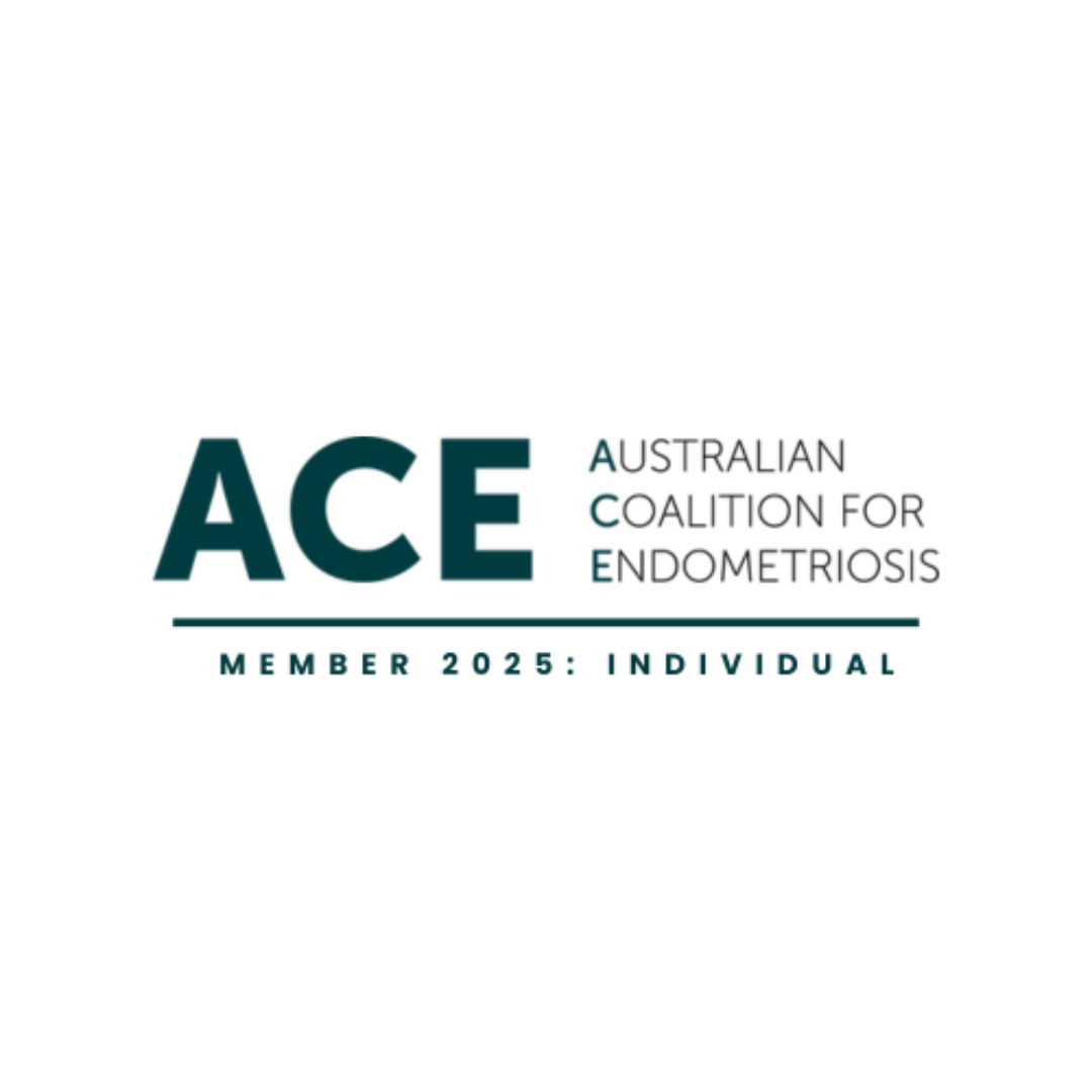 Logo for the Australian Coalition for Endometriosis, featuring the acronym 'ACE' and the full name, with 'Member 2025: Individual' written below.