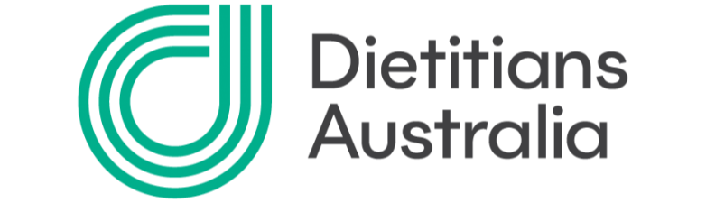 Dietitians Australia logo with a stylized teal 'D' and black text