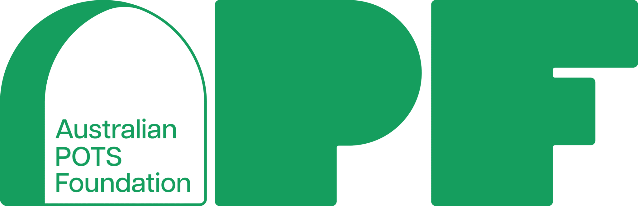 Logo of the Australian POTS Foundation with large green letters 'APF' and smaller text inside the 'A' reading 'Australian POTS Foundation'.