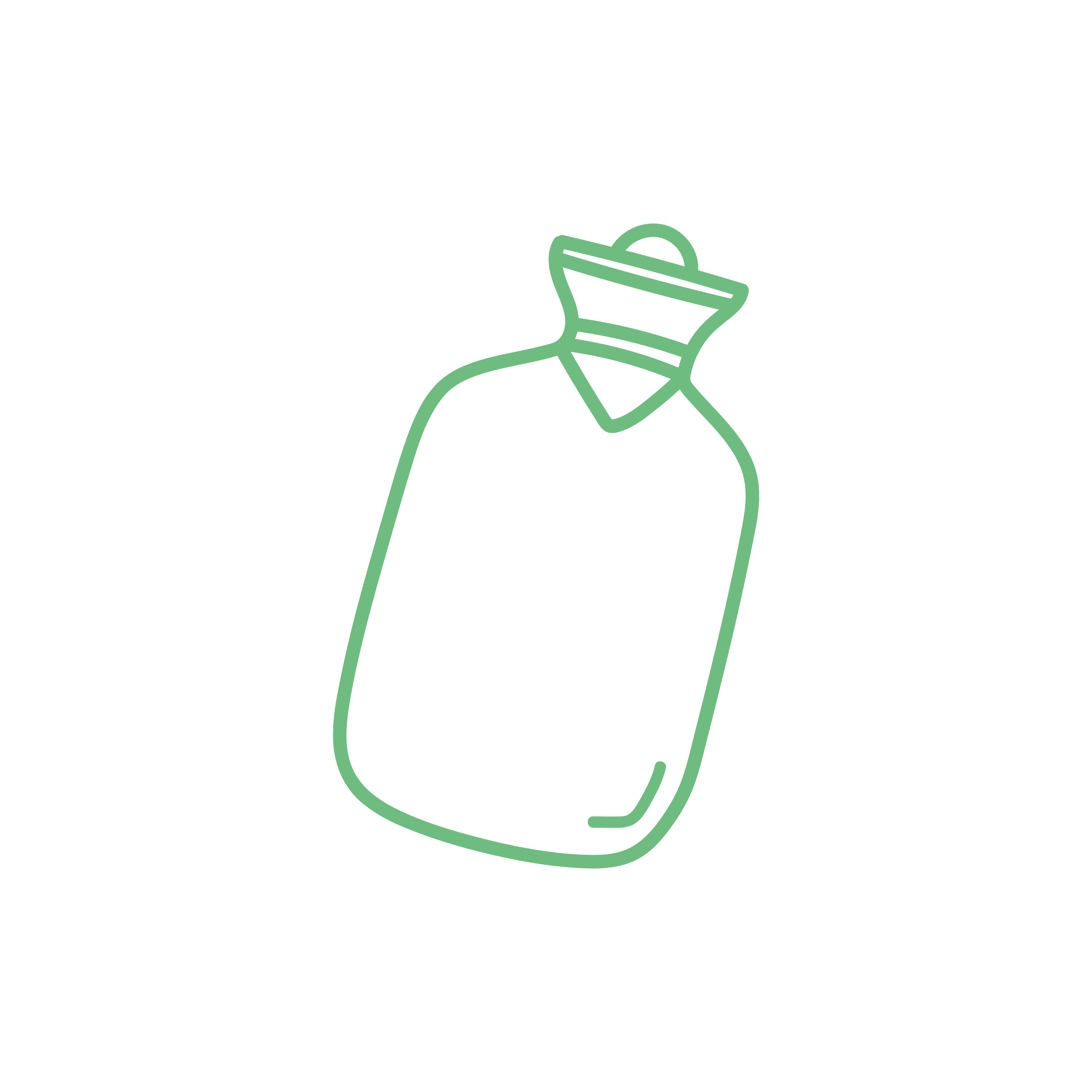 Line drawing of a plastic water bottle with a cap.