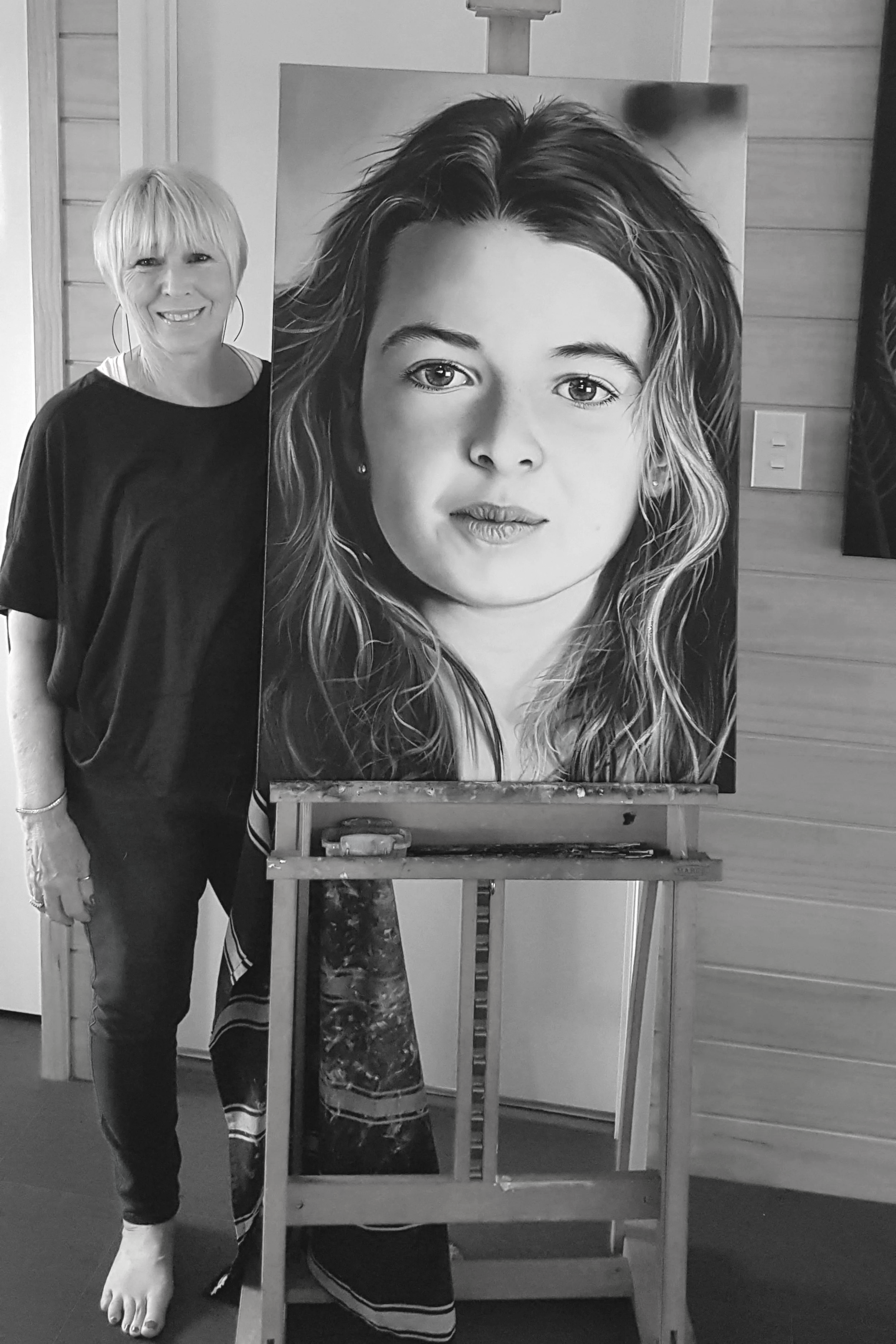 Black and white hyperreal artist