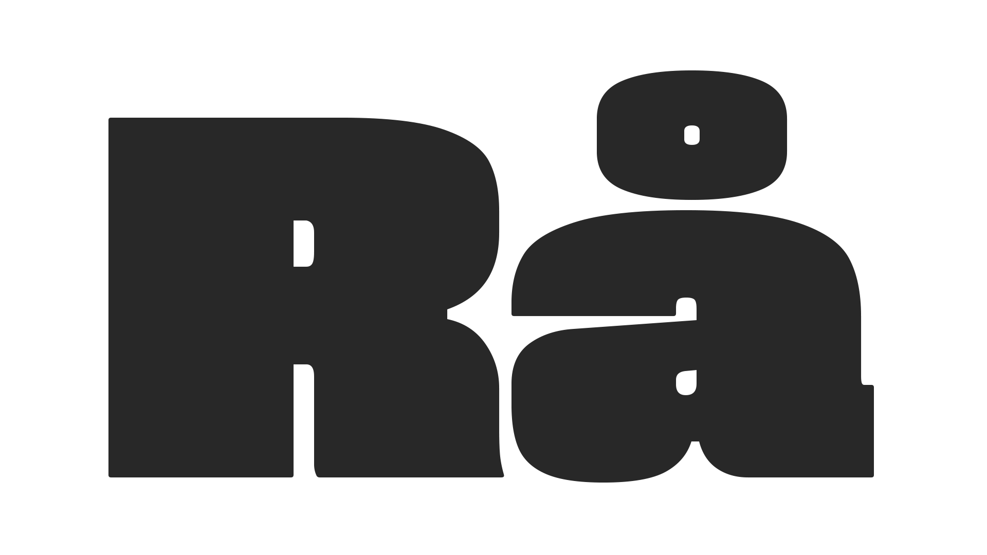 Large black and gray block letters spelling 'Real' against a black background.