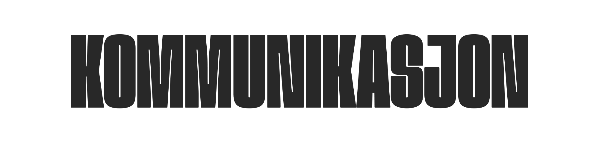 Bold black text saying "KOMMUNIKASJON" on a transparent background.