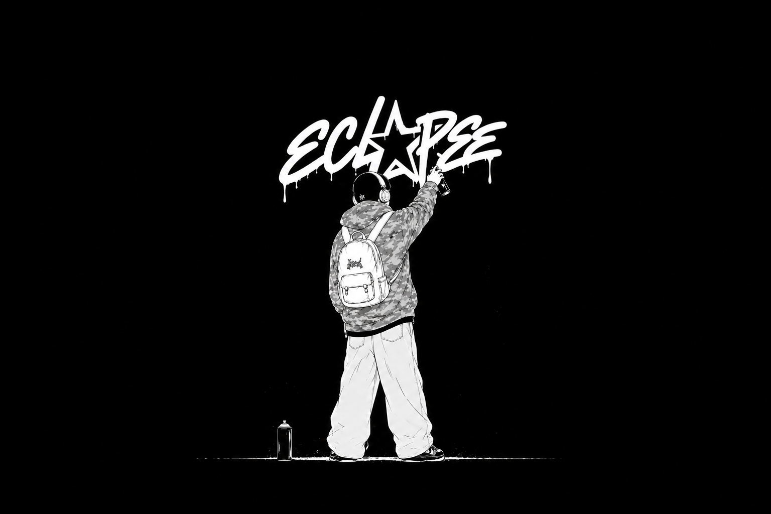 Signature visuelle développée pour Eclipse.graph inspirée du graffiti, de la musique et des univers urbains contemporains.
