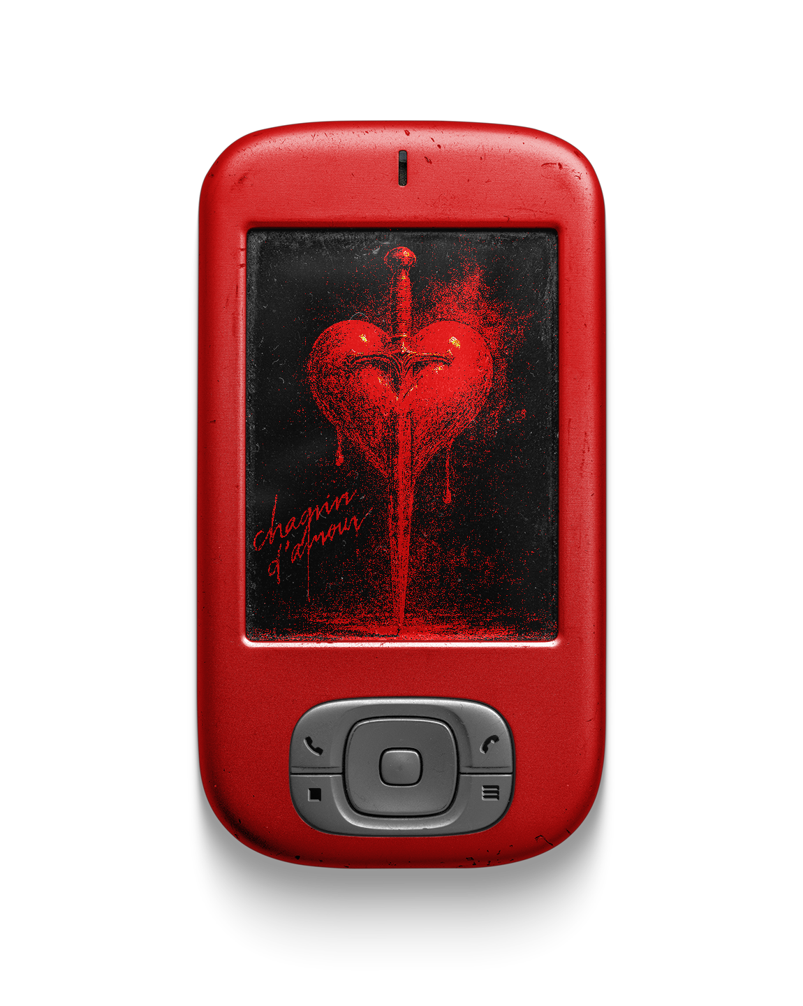 Mockup téléphone vintage chagrin d'amour