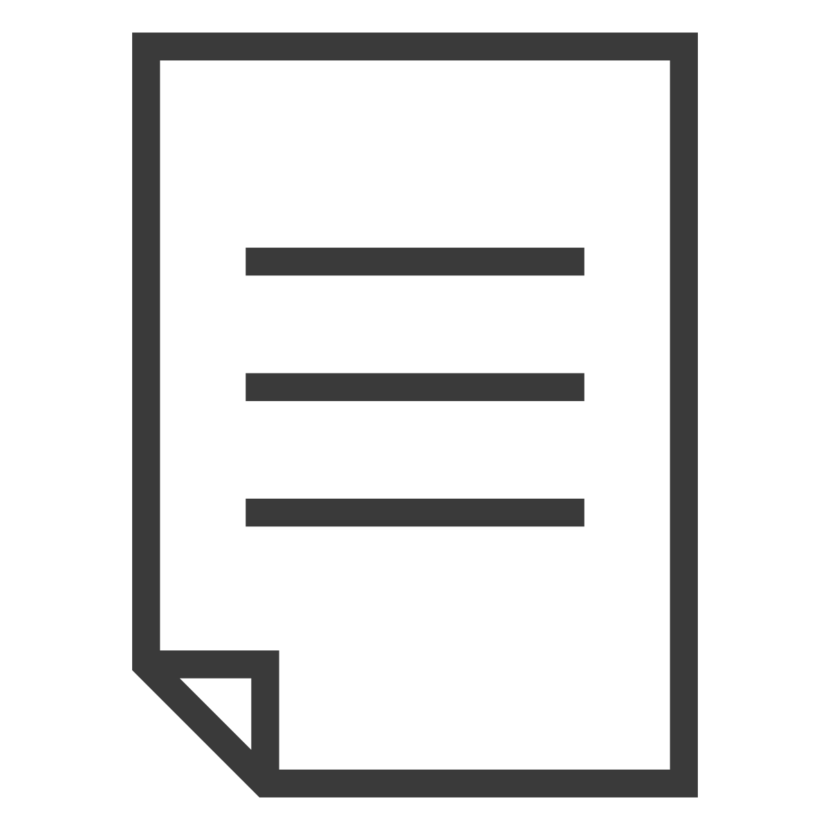 Icon of a document or paper with three horizontal lines representing text.