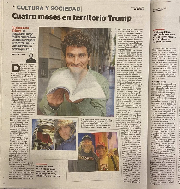 El Correo feature on Traveling with Thirsty