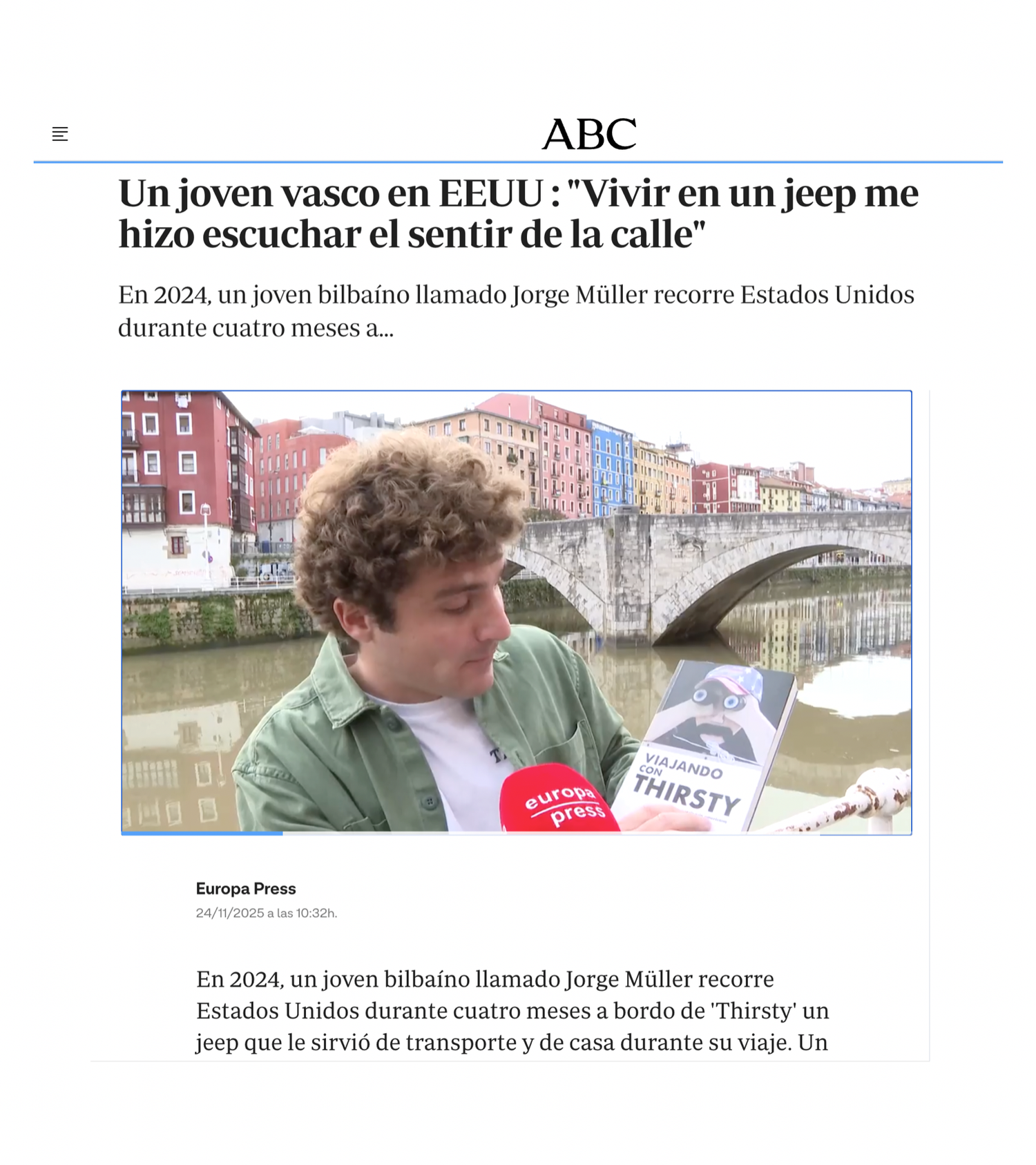 Europa Press piece published in ABC