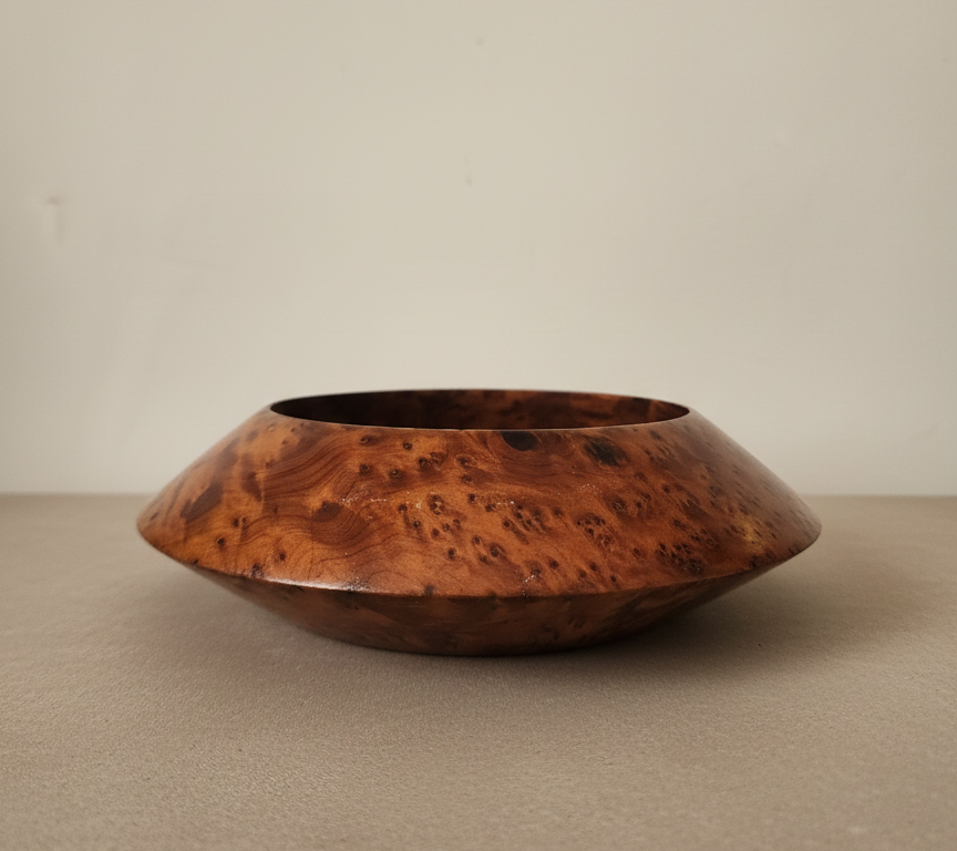 vintage burl wood bowl with rich natural grain