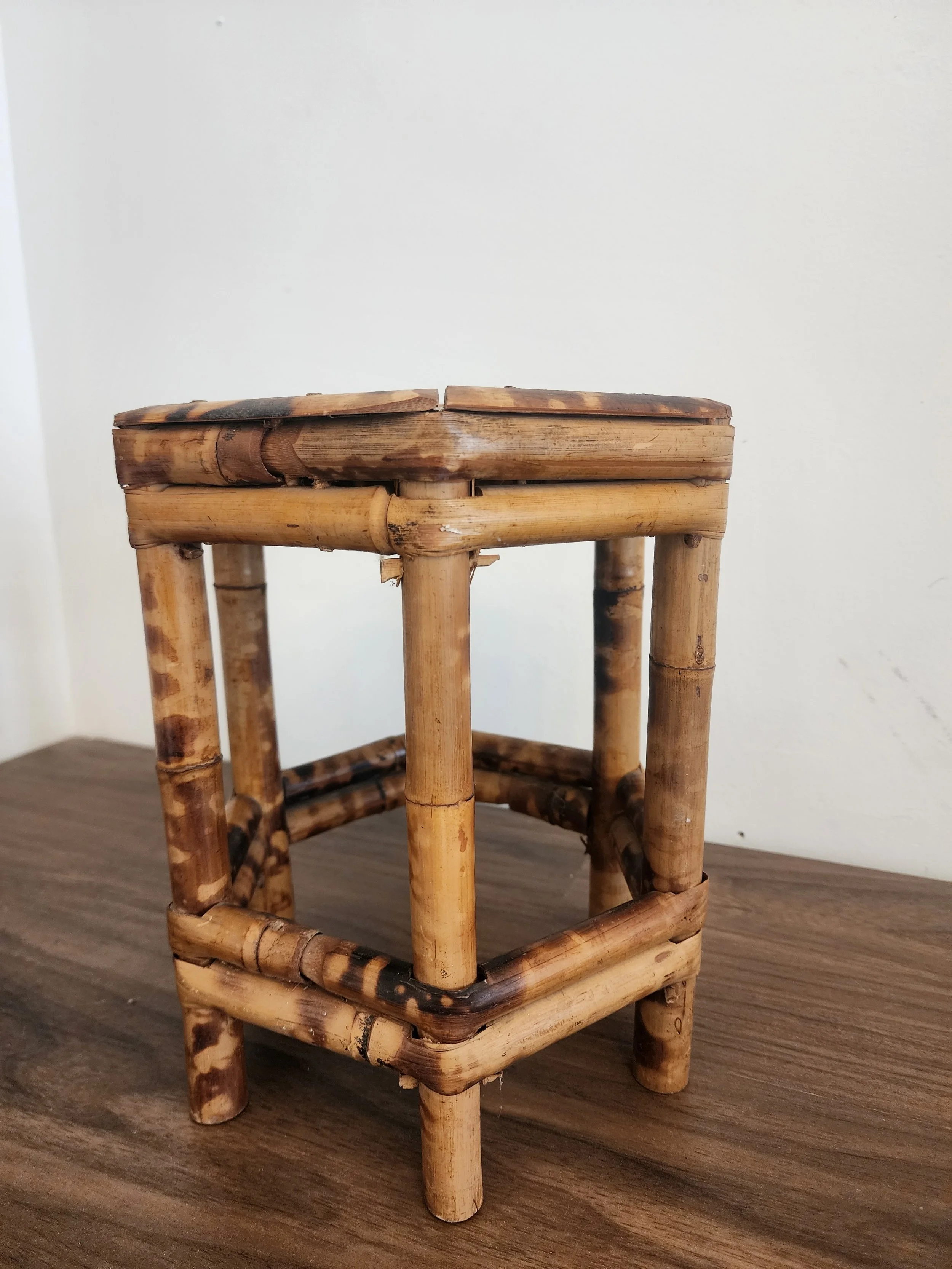 top view of tortoiseshell bamboo stool or stand