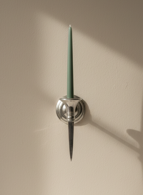 Vintage Art Deco Chrome Wall Candle Sconce