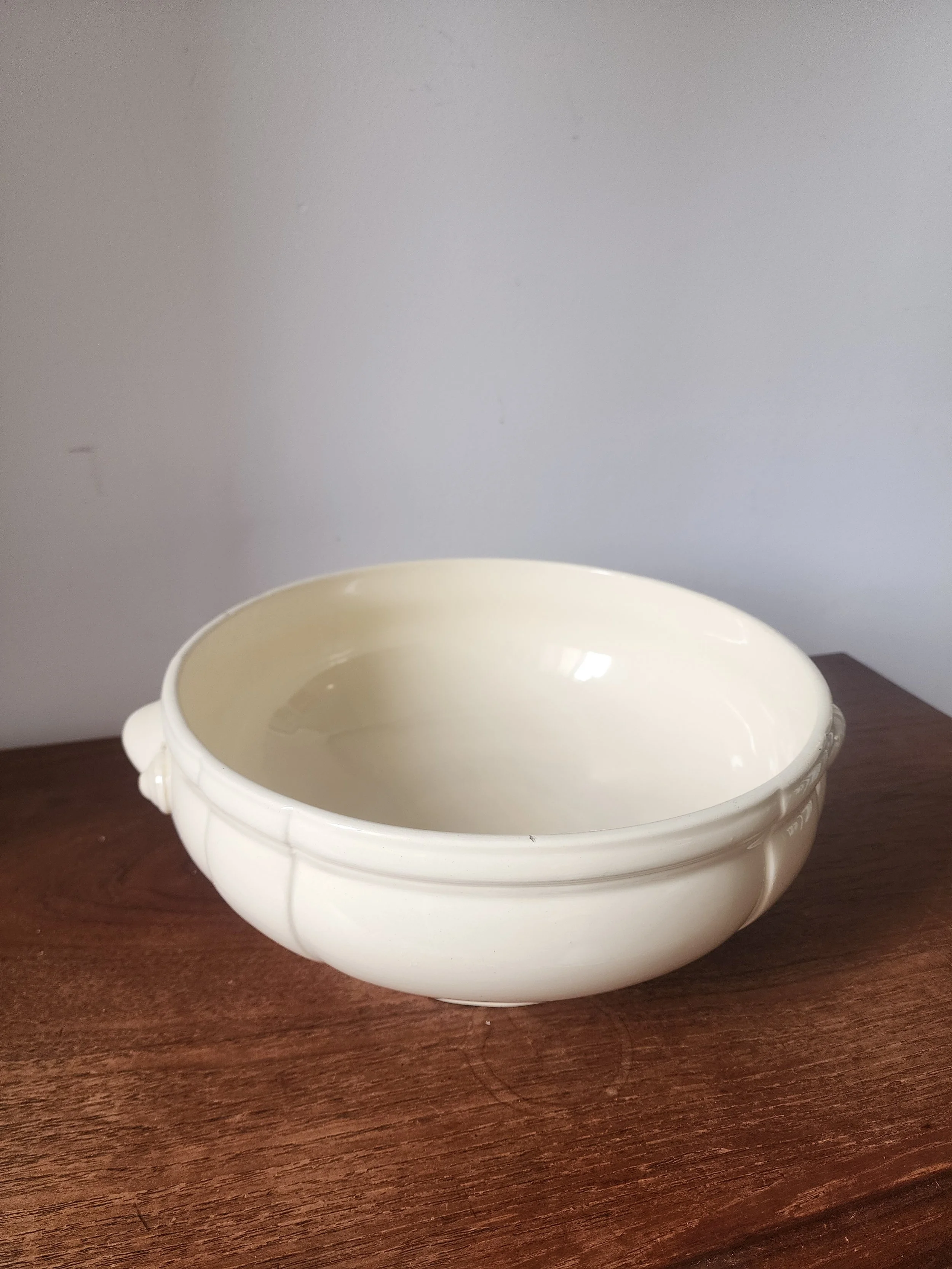 top view of vintage ironstone serving bowl