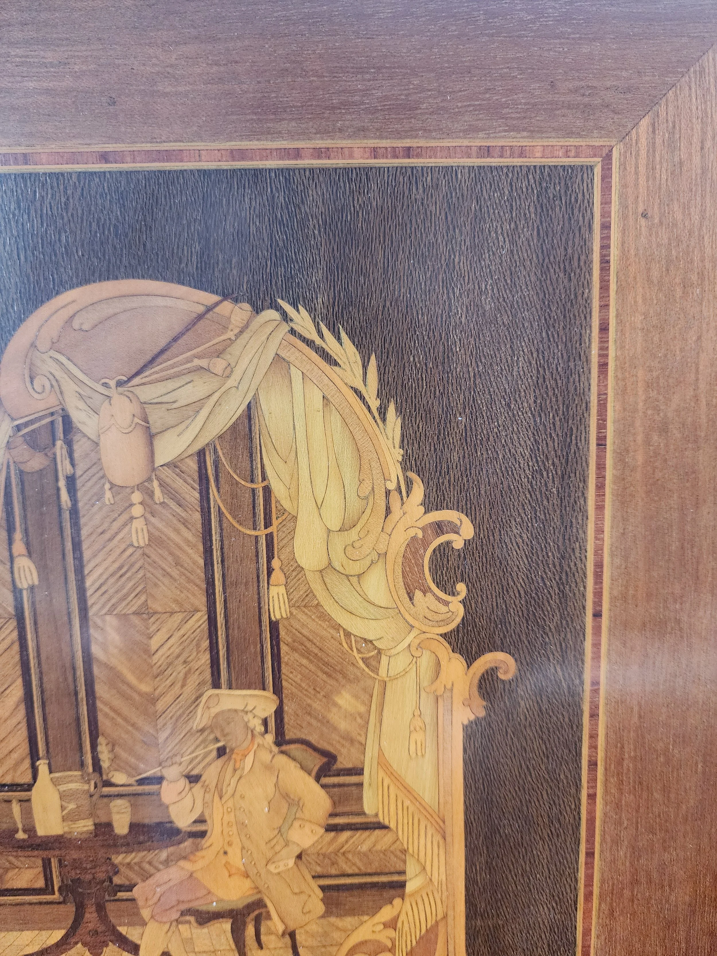 side by side framed marquetry art panels for wall decor