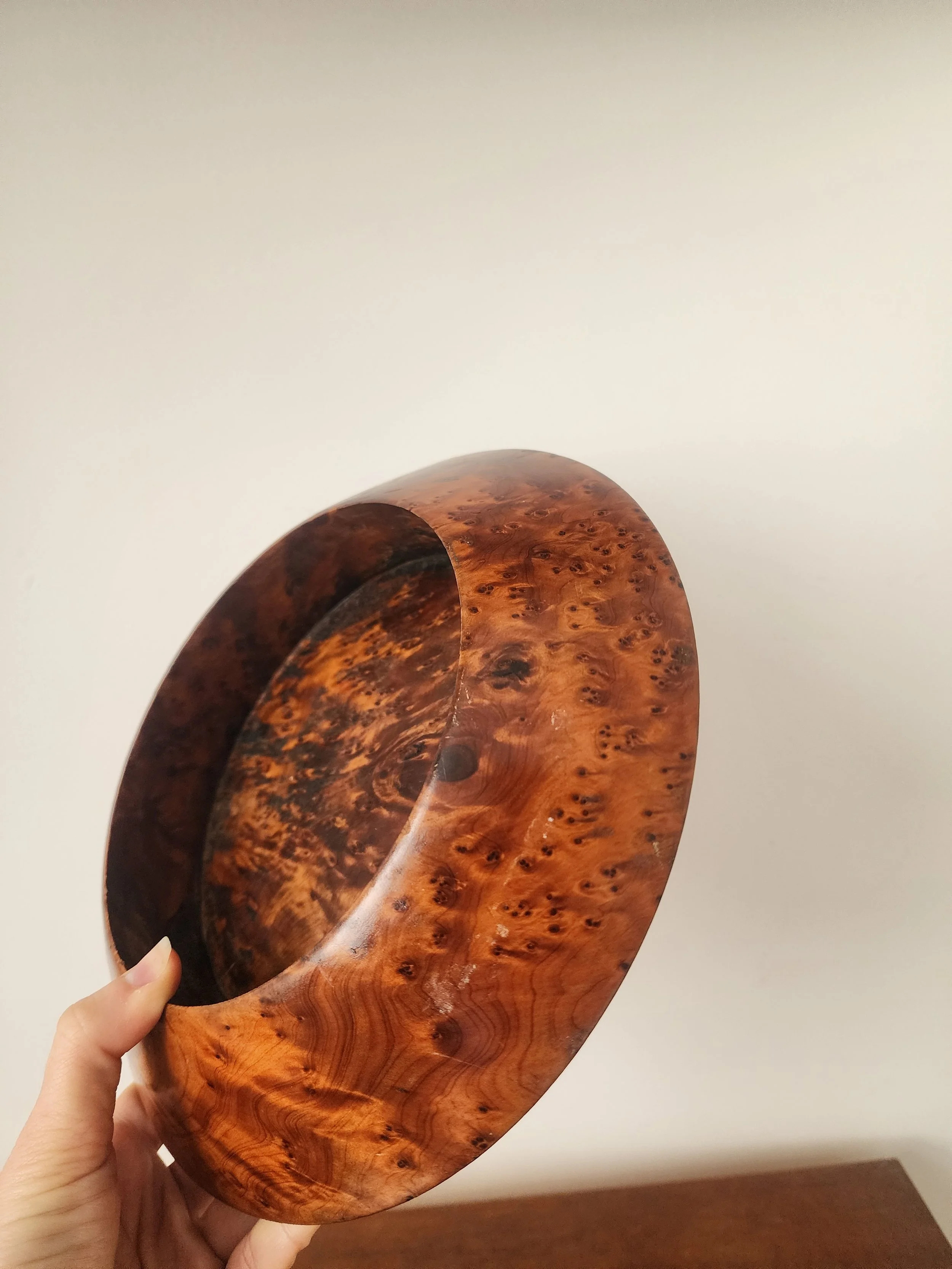 close up of swirling burl wood grain pattern