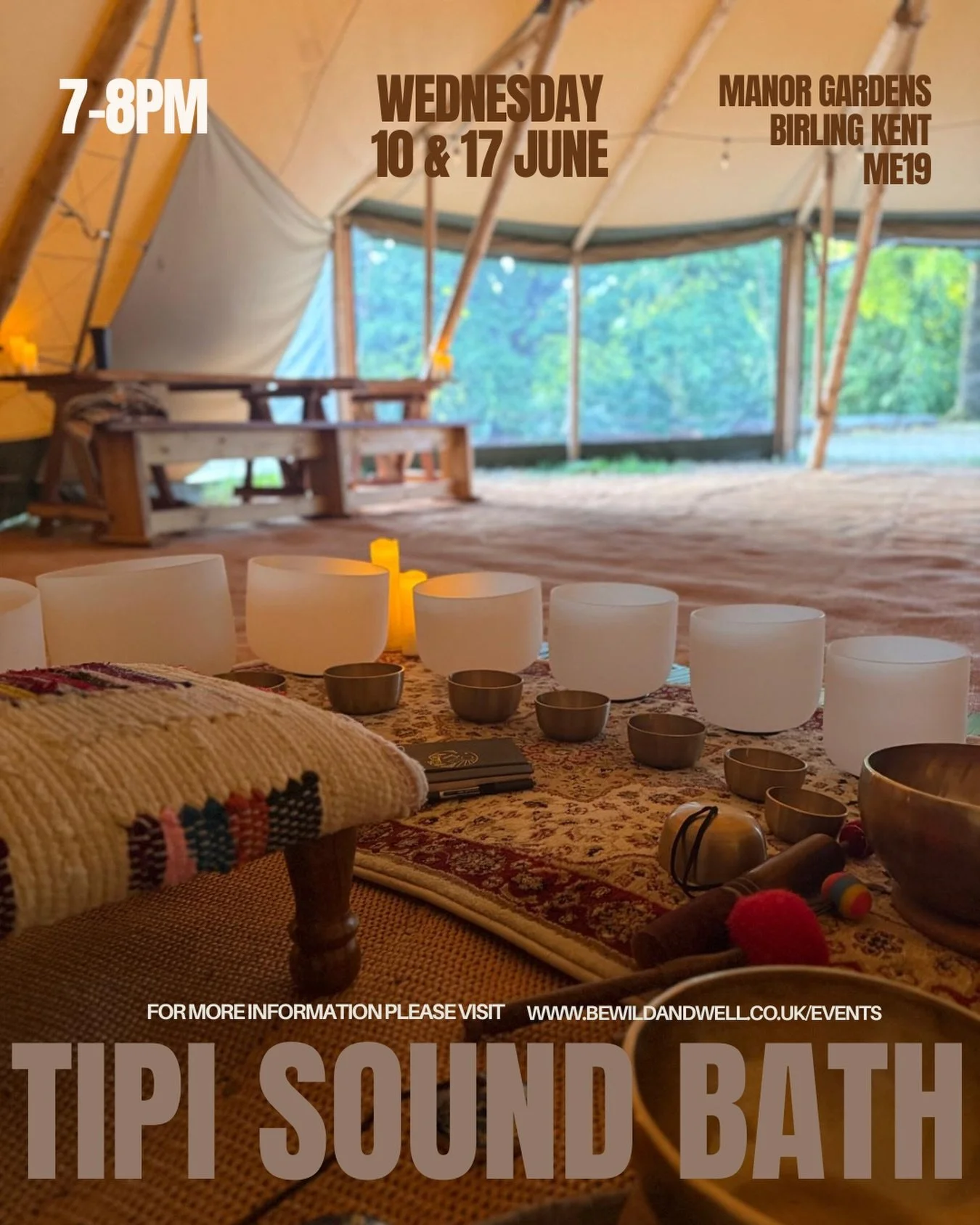 We&rsquo;re making a return to the Tipi at The Manor Gardens in Birling 🏕️ 

Back by popular demand. These sound baths are held under the canvas of a beautiful candlelit tipi hidden away in this private gardens and woodland nestled beside an oak tre