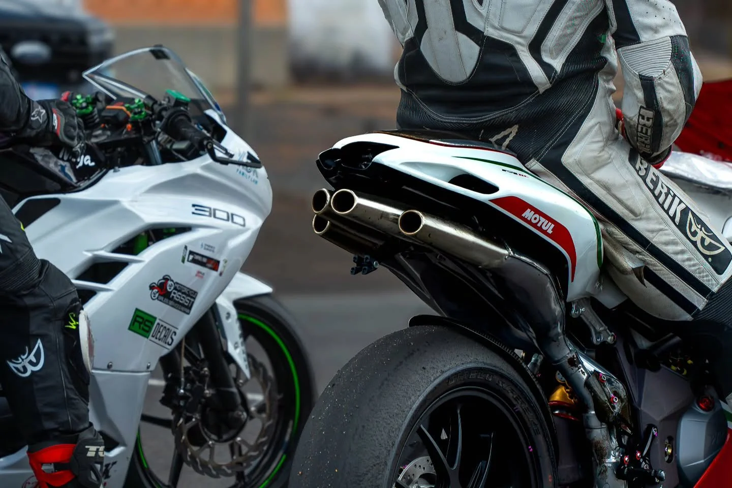 Gloom rolling in, tyre warmers off.
That quiet moment before the track comes alive.