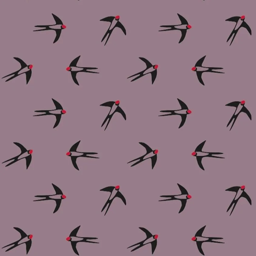 Wallpaper LISBON SERIES 'A Swallow tale' soft aubergine