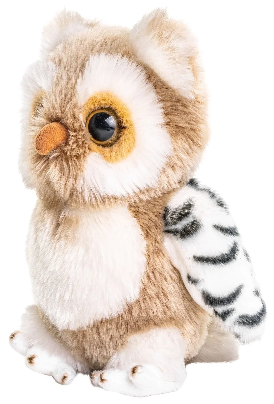 Owl (Beige-White) - 18 cm (Height) - Cuddly/Plush Toy