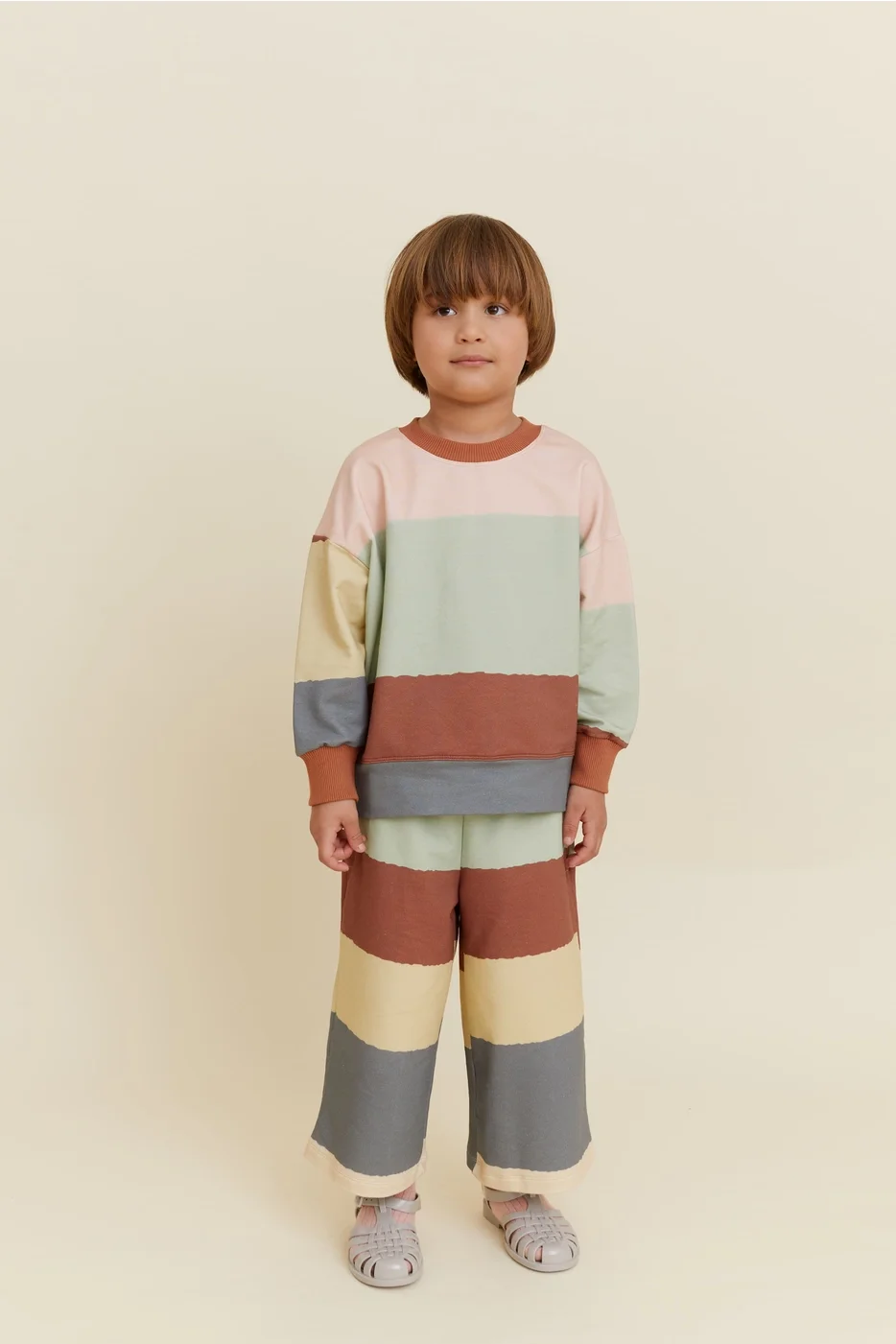 OXOX Club - Organic Cotton Wide Stripes Sweatshirt and Pants Set