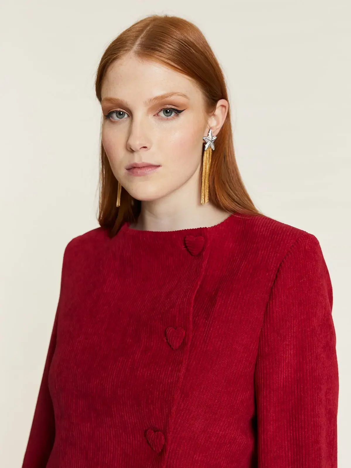 Jacket Chaqueta Corta De Pana Roja - Pepaloves