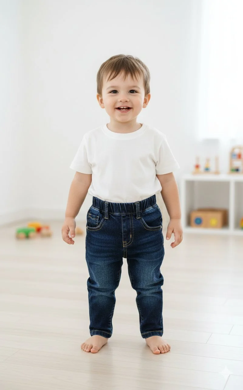 GIO Long Distressed Denim Pants For Babies with Elastic