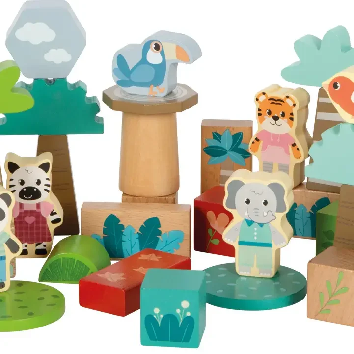 Wooden Building Blocks "Jungle Friends" | Building Blocks | Wooden Toys