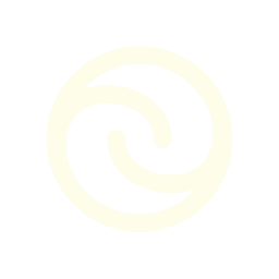 Abstract spiral logo with black background and cream lines