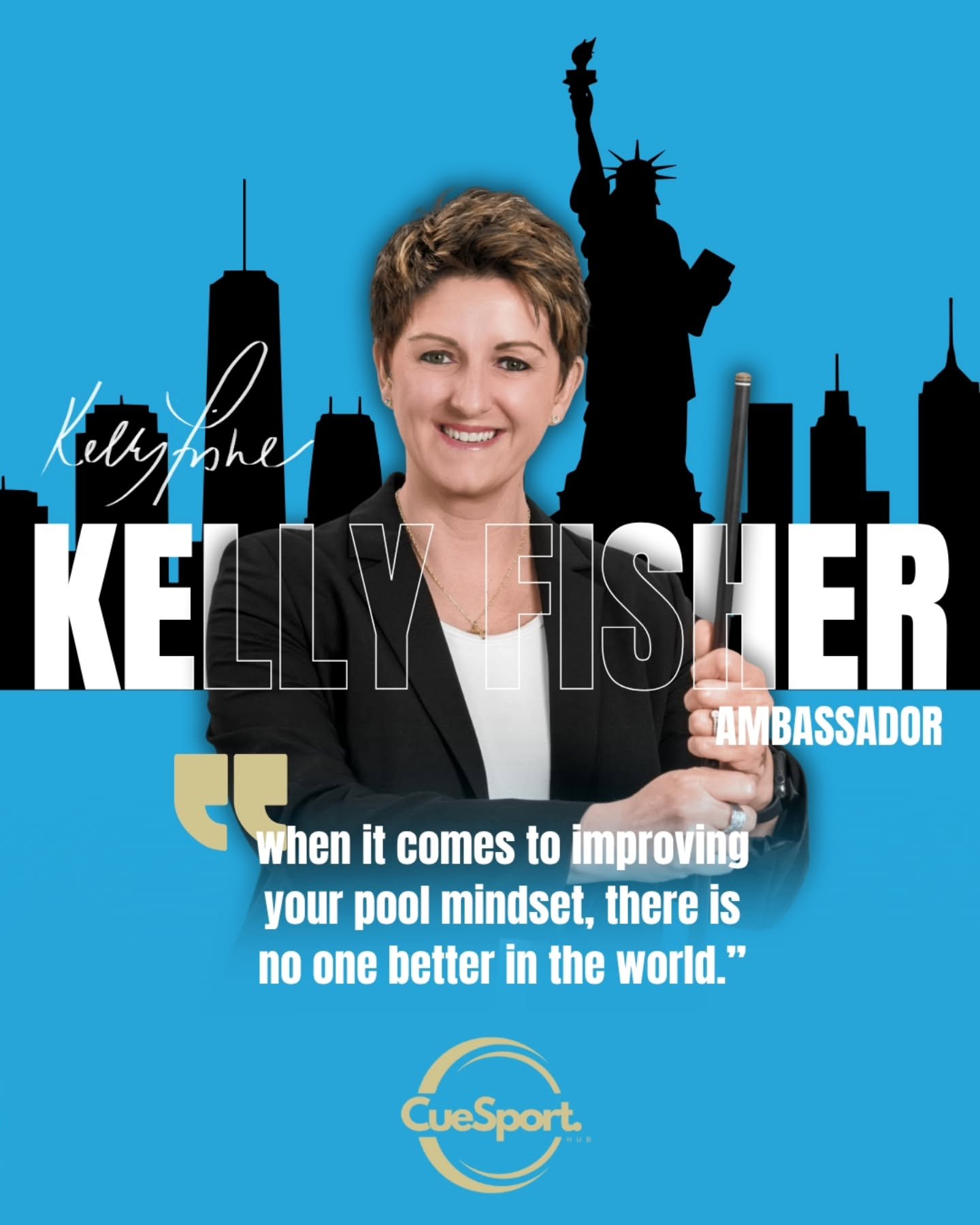 Not just our ambassador, pool legend @kellyfisher9ball  is also a client first. 

Kelly has been working with #CueSportsHubUSA for a while now and, in her own words, says it has refined her mindset and skills in many ways beyond practice.

Our method
