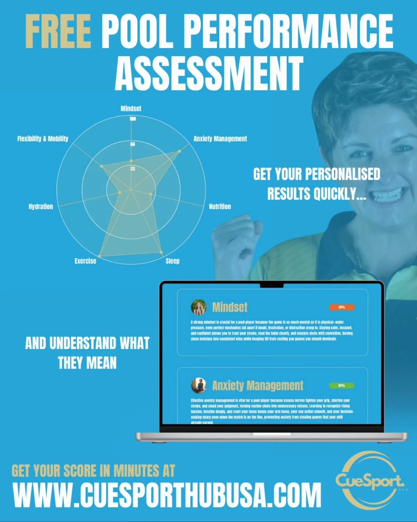 Most players think their cue action is the problem&hellip;

But be honest&hellip; when was the last time you played as well in a match as you do in practice? How often does your emotions get the best of you?

See your personalised radar chart across 