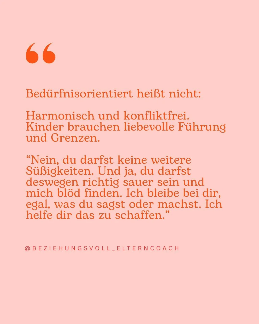 Bed&uuml;rfnisorientiert bedeutet nicht, jeden Wunsch sofort zu erf&uuml;llen.
Es bedeutet nicht, dein Kind vor jeder Frustration zu sch&uuml;tzen.
Und es bedeutet ganz sicher nicht, dass alles immer harmonisch und konfliktfrei ist. 🌱

Bed&uuml;rfni
