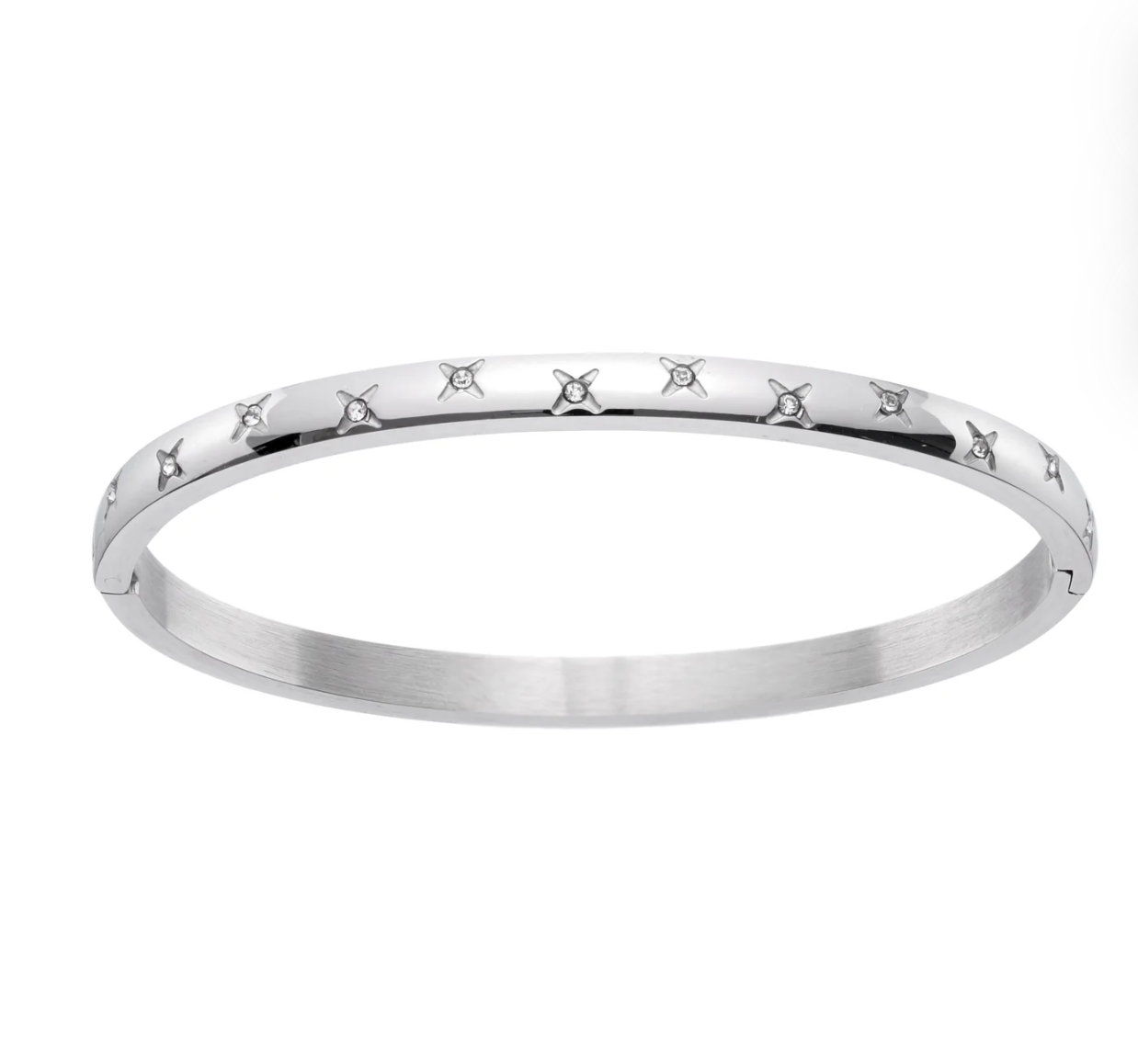 Amelia Crystal Silver Star Bangle