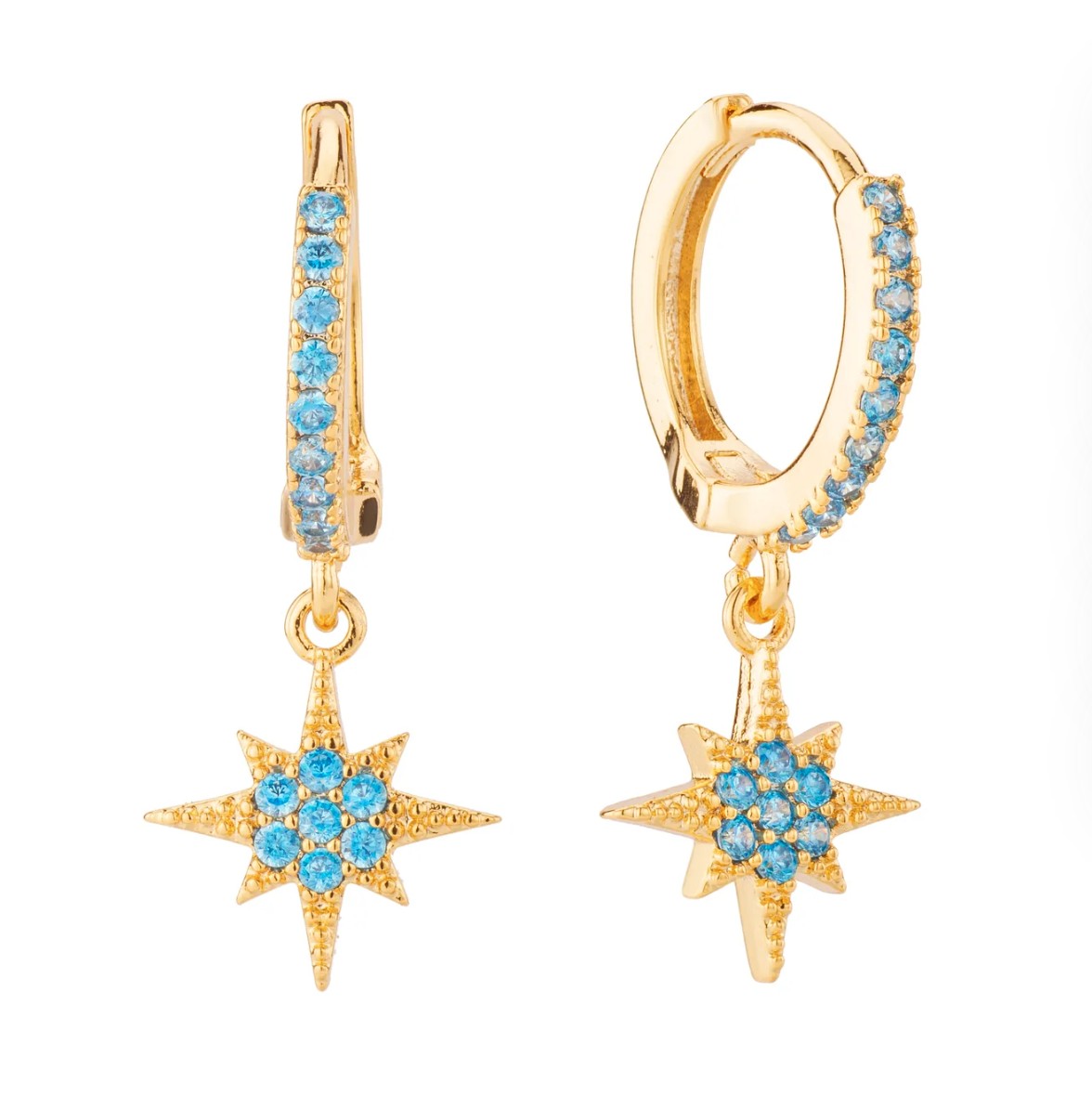Cosima Turquoise Gold Star Huggie Earrings