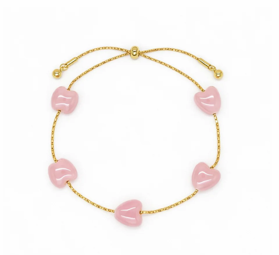 Porcelain Star Slider Bracelet in Gold Pink