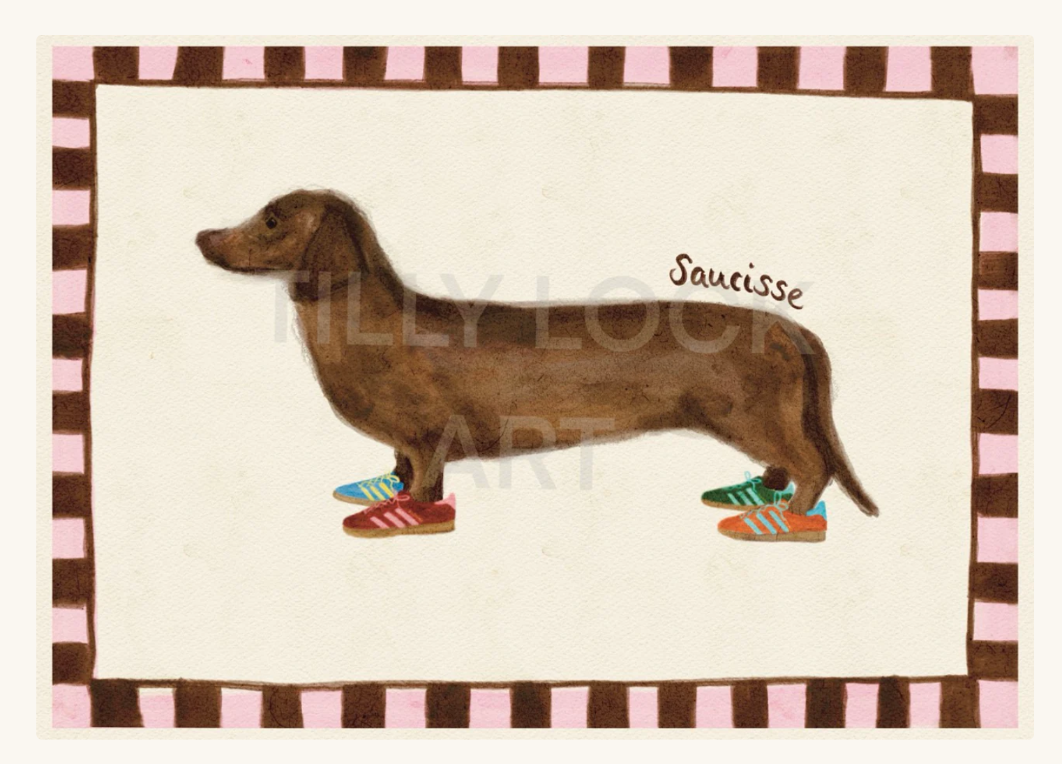 Tilly Lock Sausage Dog A4 Print