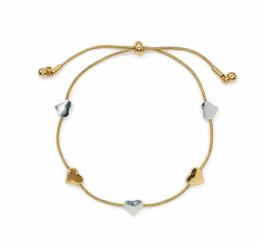 Five Hearts Slider Bracelet Gold/Silver
