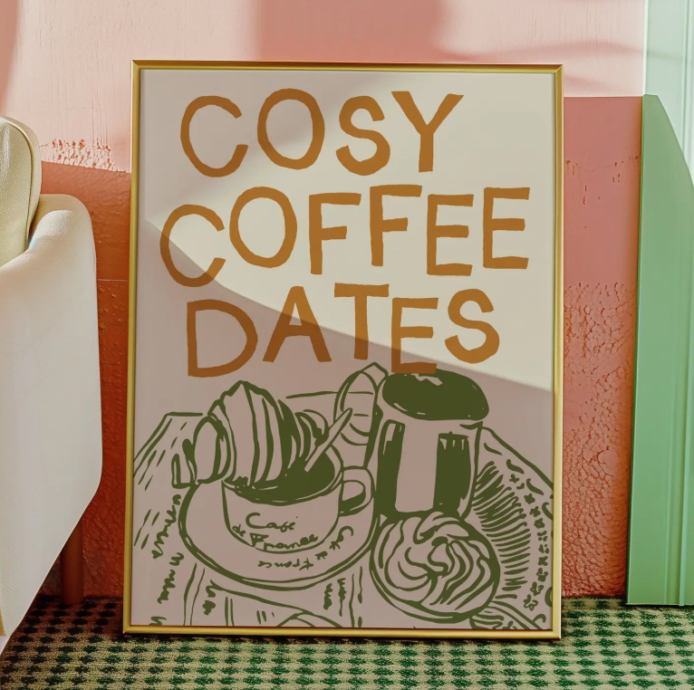 A4 Cosy Coffee Dates Print
