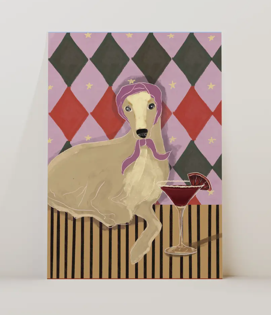 A4 Italian Greyhound Cream Dog Print