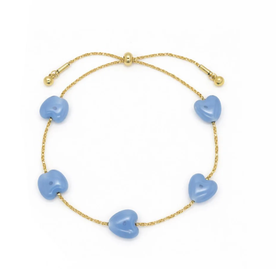 Porcelain Star Slider Bracelet in Gold Blue