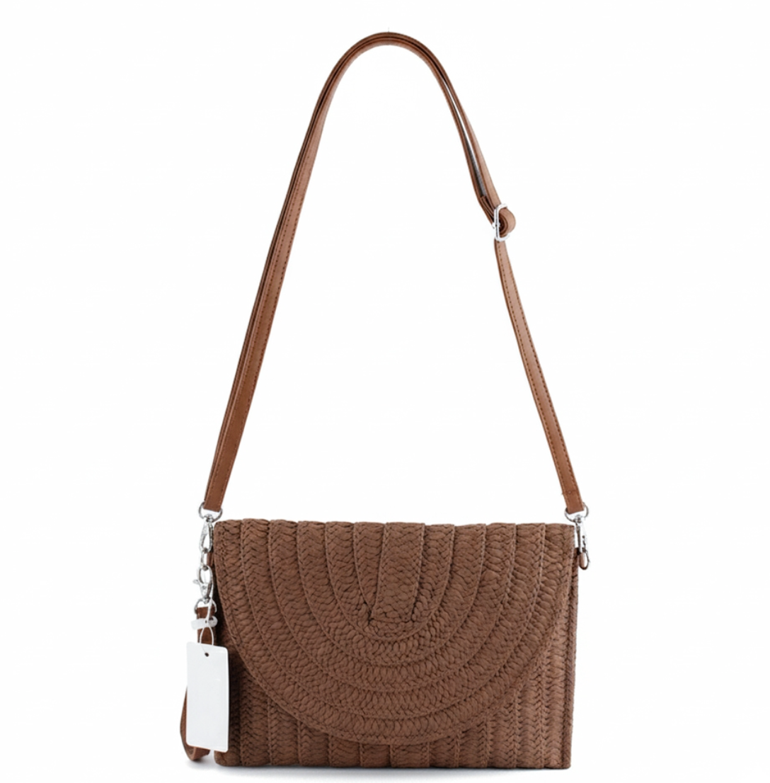 Straw Clutch Bag Coffee